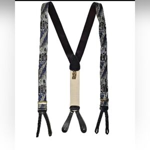 Rare Trafalgar Black City Scape Night Lights Skyline  Adjustable Suspenders